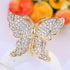 EVER FAITH Gold-Tone Austrian Crystal Dazzling Double Layer Wing Butterfly Brooch Pin Clear...
