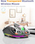 Wireless Bluetooth Transparent Mouse, 2.4GHz with USB & Type-C Two Receiver Compatible with Mac/ipad, 2400 DPI, Portable Laptop Silent Rechargeabl...