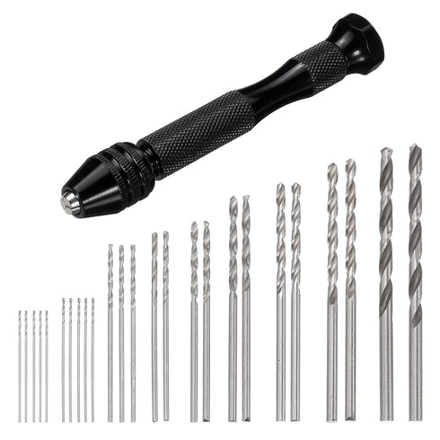 uxcell 26pcs Pin Vise Hand Drill Bit Set, 0.5mm-3.0mm Micro Mini Twist Drill Bits Set 25pcs, Precision Pin Vise Rotary Tools Black, for Metal Wood...