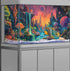 Colorful Galaxy Space Planet Aquarium Background, Waterfall Landscape Tapestry Fantasy Mountain Wave Wall Tapestry Mysterious Neon Plants Fish Tan...