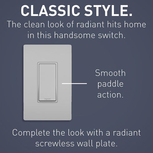 Legrand Radiant TM873GRY 15 Amp Rocker Wall Switch, 3-Way Decorator Light Switches, Gray (Without Wall Plate, 1)......