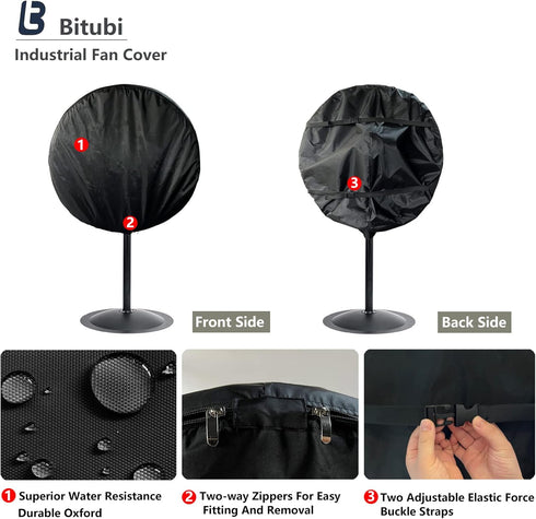 Industrial Fan Cover, Waterproof Outdoor Fan Covers, Compatible for 20-24 Inch Wall Mount Fan and Pedestal Fan, Heavy Duty 600D oxford Dustproof F...