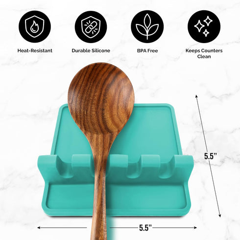 Zulay Kitchen Silicone Utensil Rest with Drip Pad for Multiple Utensils - BPA-Free, Heat-Resistant Spoon Rest & Spoon Holder for Stove Top - Kitch...