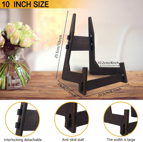 2 Pack 10 Inch Display Stand, Wooden Easel Stand Plate Stands for Display Decorative Picture Frame Stand, Easel Display Stand,Book Display Stand, ...