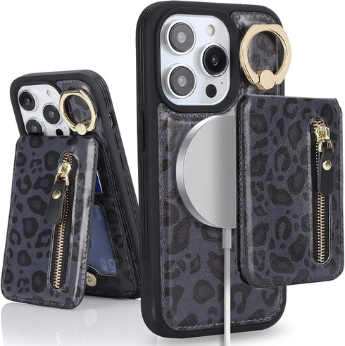 iPhone 11 pro max case with Card Holder, iPhone 11 pro max Phone Case Wallet for Women magsafe Compatible Wallet Detachable 2-in-1 for Men-Black L...