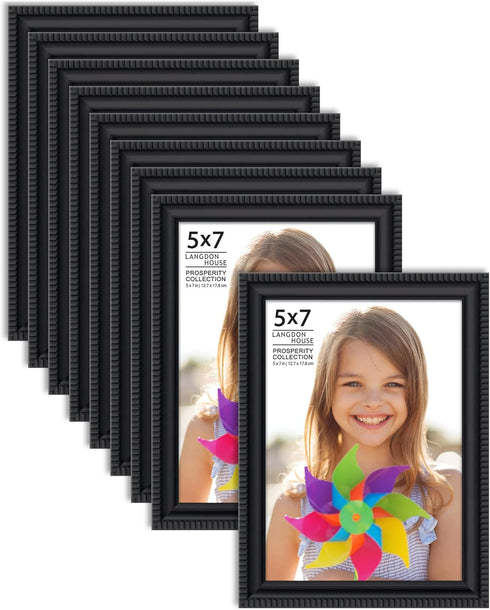 Langdon House 5x7 Picture Frames (Black, 12 Pack), Contemporary Frame Set, Wall Mount or Table Top, Prosperity Collection...