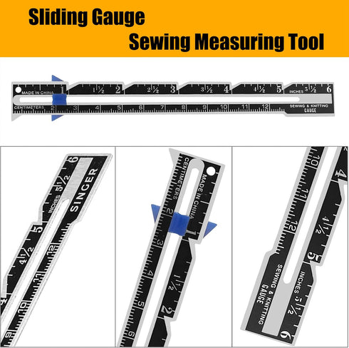 YEQIN 4 Pieces Sewing Gauge Sewing Measuring Tool, 5-in-1 Sliding Gauge Measuring Sewing Ruler Tool Fabric Quilting Ruler for Knitting Crafting Se...