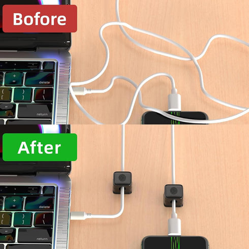 6 Pack Magnetic Cord Organizer White Self Adhesive Cord Holder Adjustable Clip for Desk, Nightstand, Phone Charger, Computer, Home, Office, Car...