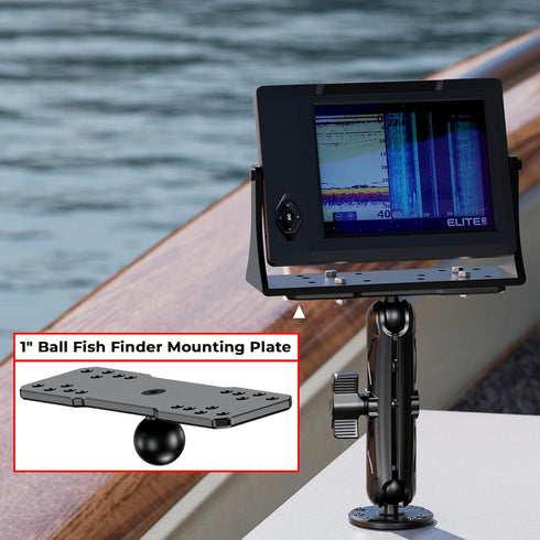 1" Ball Aluminum Alloy Fish Finder Mounting Plate, Universal Marine Electronic Mount Plate for Garmin, Lowrance, Humminbird, Raymarine, for RAM Mo...