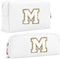 Initial Cosmetic Bag for women,2PCS Personalized Makeup Bag Small Cute PU Leather Chenille Letter Toiletry Bag,Makeup Brushes Aesthetic Accessorie...