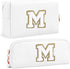 Initial Cosmetic Bag for women,2PCS Personalized Makeup Bag Small Cute PU Leather Chenille Letter Toiletry Bag,Makeup Brushes Aesthetic Accessorie...