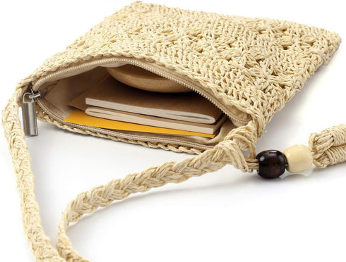CHIC DIARY Small Straw Crossbody Bag Women Weave Rattan Shoulder Bag Beach Shoulder Purse with Tassel...