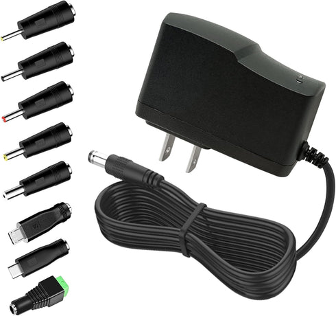5V 2A Power Adapter 5Volt AC/DC 100-240V 2Amp 1.5A 1A Converter Power Supply with 8 Tips Compatible with Baby Monitor, Camera, TV Box, Speaker,5V ...