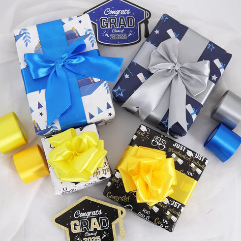 TONIFUL 2 Inch x 25 Yards Wide Royal Blue Satin Ribbon Solid Fabric Ribbons Roll for Valentine's Day Crafts Gift Wrapping Invitation Cards Floral ...