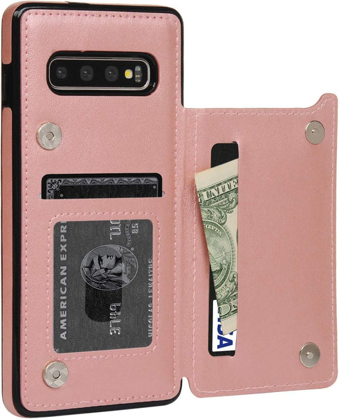 Compatible with Galaxy S10 Case Wallet, Case with Card Holder Embossed Butterfly Slim Folio Leather Cover Shockproof Kickstand with Credit Card Sl...