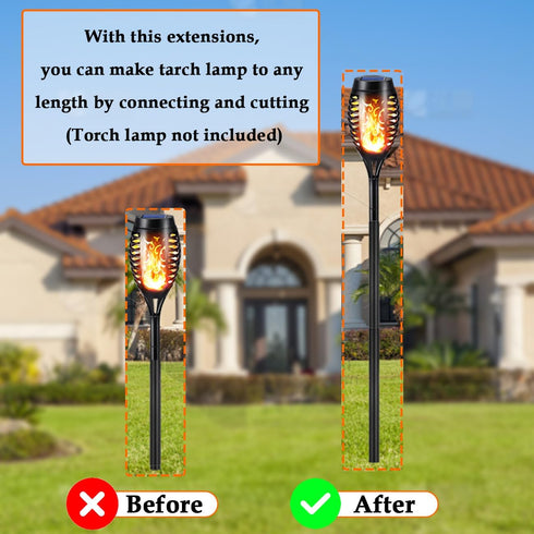 Flame Lamp Extension, Ground Stake and Joint Connector Kit to Make Solar Flashlight Torch Taller, 6 Sets, Black (ex-jo-gs-6)...