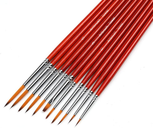 Fine Enamel Detail Brushes Set - 11 Pieces Miniature Paint Brushes for Detailing & Art Painting - Acrylic, Watercolor, Oil - Models, Airplane Kits...