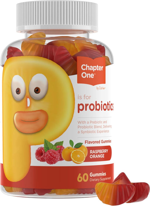 Zahler Chapter One Probiotic Gummies for Kids - Probiotics Gummies with Prebiotic Blend - Raspberry Orange Flavor - Kosher Vegetarian Non GMO Prob...