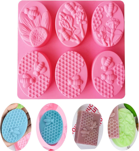 2Pcs Bee Silicone Soap Molds, Honeycomb Molds for Chocolate Jelly Candy Making...