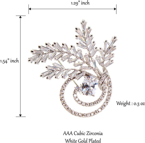 Flower Shape Brooch Pin - CZ Stones & Pearl White Gold Perfect for Weddings Bridal Parties Ideal for Daily Wear Formal Fashion Look for Women...