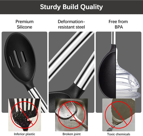 Silicone Spatula Spoon, 4 Pack Silicone Solid Turner Slotted Spatula and Kitchen Silicone Spoons Set for Cooking Baking, Heat Resistant BPA Free B...