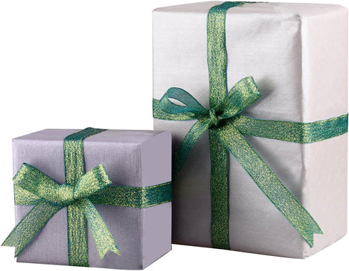 Feyarl Sparkly Green Ribbon 5/8-inch Wide by 50-yards(2 rolls X 25yd) Premium Metallic Glitter Ribbon for Christmas, Crafters, Holiday, Home Deco,...