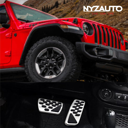 Non-Slip Foot Pedal Pads Compatible with Wrangler JL 2018-up/Gladiator 2019-up,at No Drilling Aluminum Brake and Accelerator Pedal Covers...