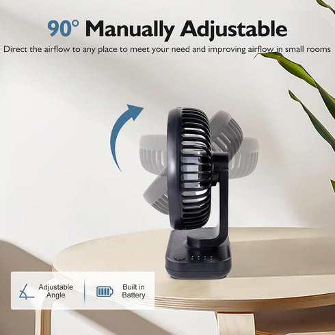 Small Oscillating Fan 3600mAh, Battery Operated Fan,Rechargeable Fan,Small battery powered fan ,Small fan, Oscillating Fan,Dual Adjustable Angle D...