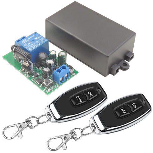 DieseRC Wireless Remote Control Light Switch Radio Frequency Relay Switch AC 110V 120V 240V 220V 1500W 1 Channel 433Mhz Receiver with 2 Transmitte...