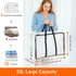 Vieshful Clear Clothes Storage Bag, 40L Zippered Closet Organizer, Plastic Storage Containers Moving bags for Comforter, Blanket, Bedding, Duvet, ...
