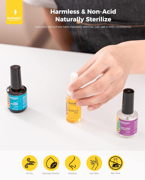 BURANO Gel Nail Polish Primer, Long Lasting Acid Free Natural Nail Prep Dehydrate Bond Primer for Acrylic Nails and Gel Polish, Acrylic Nail Prime...