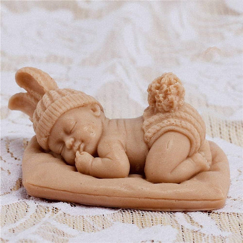 3D Sleeping Baby with a Pillow Soap Mold - MoldFun Baby Shower Silicone Mold for Fondant, Cake Topper Decorating, Lotion Bar, Chocolate, Wax Crayo...