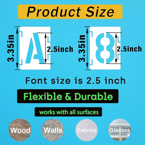 2.5 Inch Letter Stencils Numbers Craft Stencils, 42 Pcs Reusable Alphabet Templates Interlocking Stencil Kit for Painting on Wood, Wall, Fabric, R...