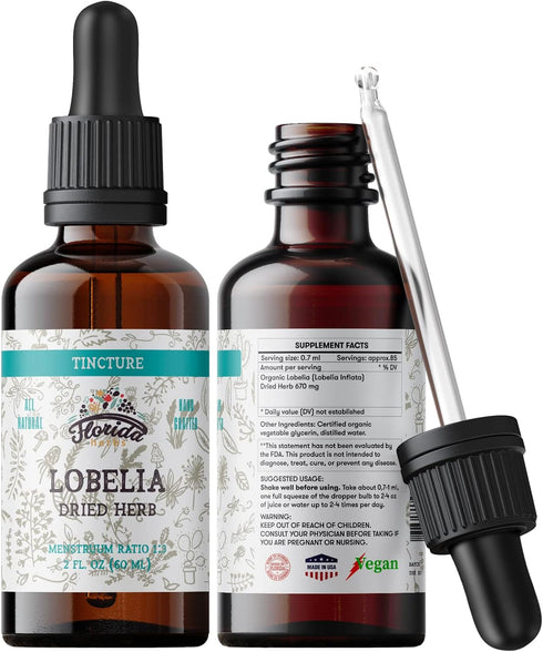 Lobelia Tincture, Organic Lobelia Extract, Lobelia Drops (Lobelia Inflata) Dried herb...