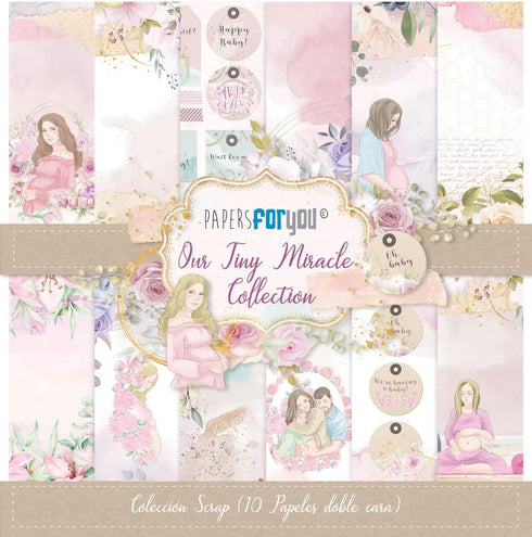 Papers For You - Scrapbooking and Craft Paper Kit | "Our Tiny Miracle" Collection | Includes 10 Double Sided Papers with Different Designs | Size ...