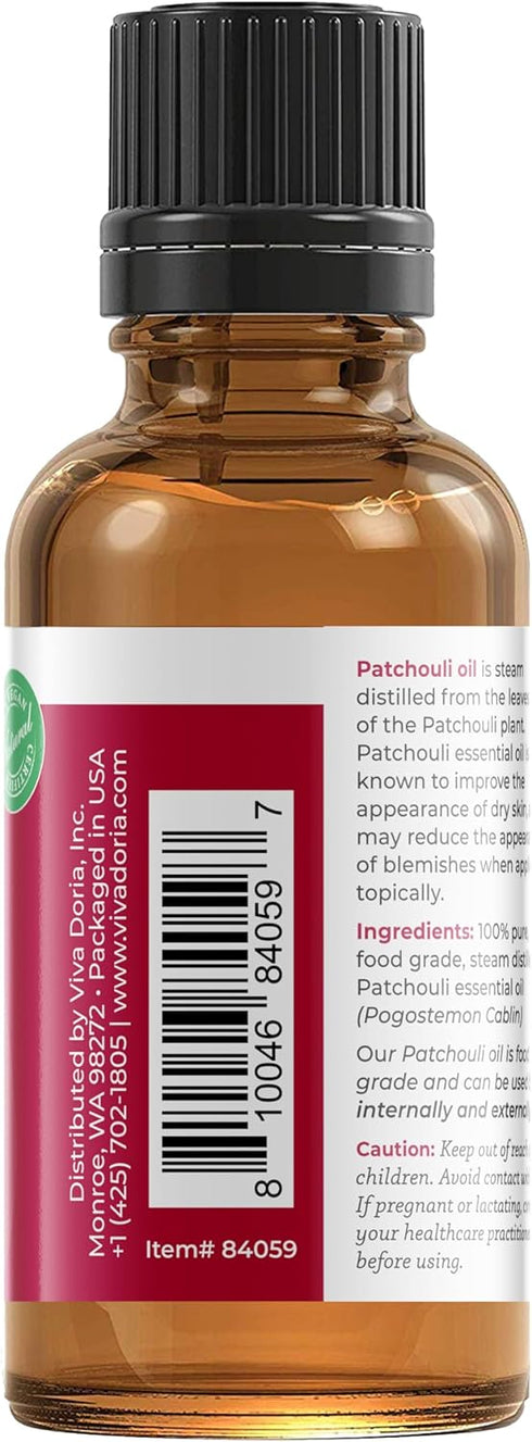 Viva Doria 100% Pure Patchouli Essential Oil, Undiluted, Food Grade, 30 mL (1 Fluid Ounce)...