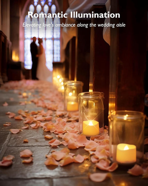 Homemory 12-Pack Flameless LED Tea Lights Candles Battery Operated, 200+Hour Fake Electric Candles TeaLights for Votive, Aniversary, Wedding Cente...