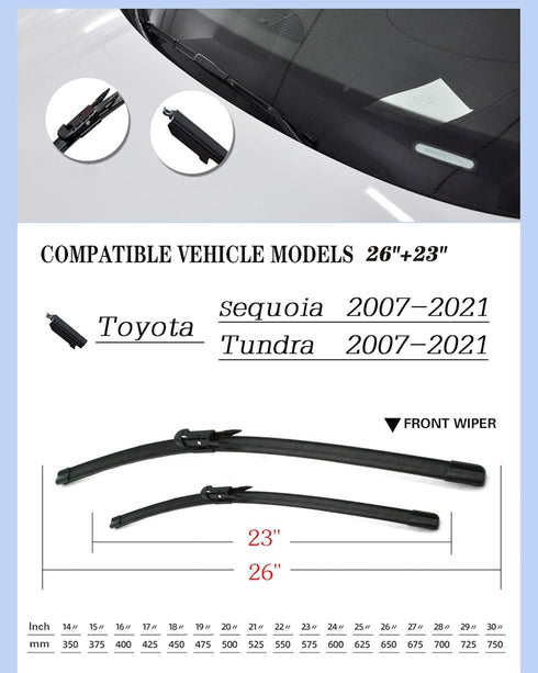 2 Factory Wiper Blades Replacement for Toyota Sequoia 2007-2021/ Tundra 2007-2021 Original Equipment Windshield Wiper Blades Set - 26"+23" (Set of...