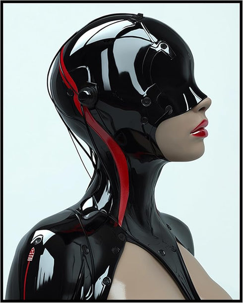 Posterizer 1 pcs-futuristic sleek woman in dark clothing 3-Abstract & Modern Art-Fantasy & Fiction Art-Gift for Women, Fashionistas, Designer Fash...