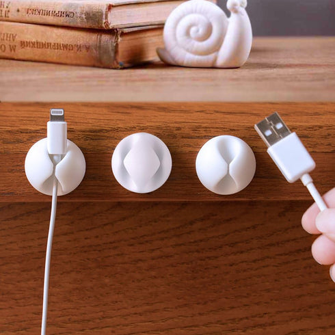 AUSTOR 20 Pieces Cable Clips White Cable Holders Adhesive Desk Cable Organizer Silicone Wire Holder Cable Management for Cable, Cord and Wire...