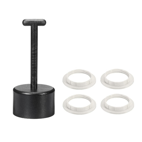 MECCANIXITY E26/E27 Socket Ring Removal Tool T Type with Lamp Shade Socket Rings for Medium Base, Light Replacing Accessories, White Pack of 5...