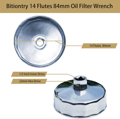 84mm 14Flutes Oil Filter Wrench for Sprinter, Jeep and Dodge. Oil Filter Cap Socket Removal Tool for Changing Oil...