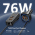 Car USB Charger Multi Port with 5.9FT Extension, QC3.0 76W Fast Charging Cigarette Lighter USB C Charger Adapter Multiple Ports for Mobile Phones ...