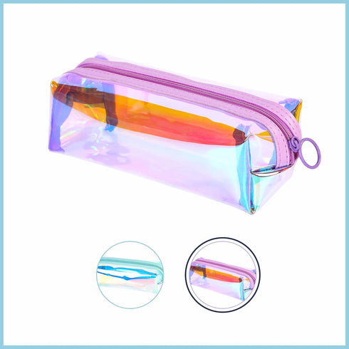 EzPacking Holographic Clear Makeup Pouch/Cute Iridescent Cosmetic Organizer/Sparkly Glittery Women’s Toiletries Holder/Transparent Ladies Zipper B...