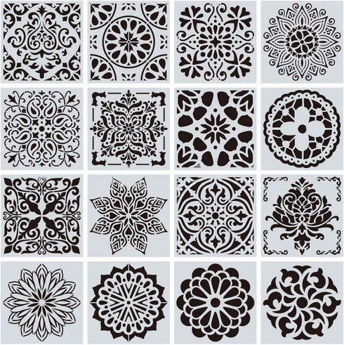 16 Pcs (6 x 6 Inch) Reusable Stencils, Mandala Stencils Mandala Dot Painting Templates Stencil for Painting Art Scrapbook (white-16pcs)...