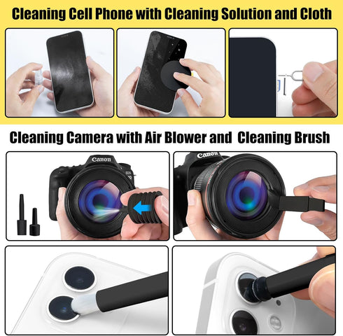 Computer Keyboard Cleaner Kit, Laptop Screen Cleaning Spray for iPhone AirPods Cell Phone MacBook iPad Pro, 20-in-1 Electronic Clean Brush Tool fo...