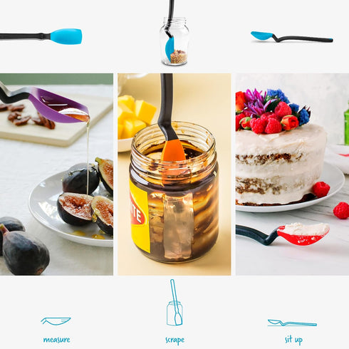 Dreamfarm Mini Supoon Non-Stick Sit-Up Silicone Scraping Cooking Spoon, Jar Scraper Measures 5ml Tsp - 8" Dreamfarm Blue...
