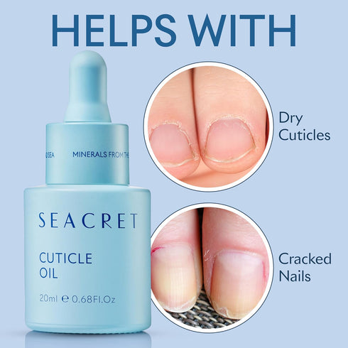 SEACRET CUTICLE OIL: Dead Sea Mineral Nail Care Treatment with Calendula, Argan, Jojoba, Sweet Almond, & Grape Seed Oils, and Vitamin E, Protects ...
