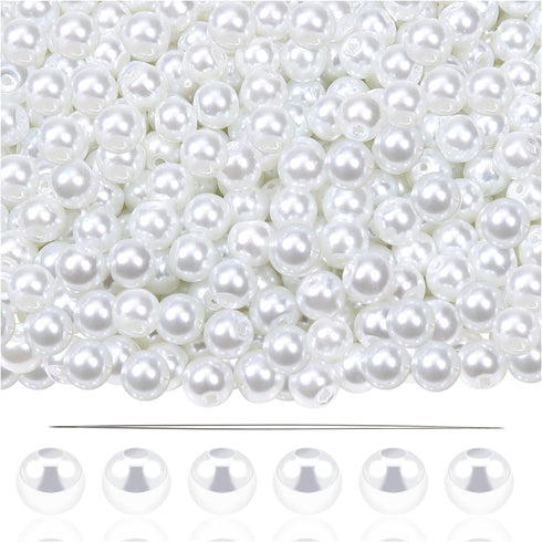 TOAOB 200pcs Pearl Beads for Jewelry Making 6mm White Craft Pearl Beads Glass Loose Beads for DIY Bracelets Necklaces Earrings Home Decoration and...