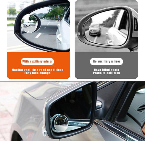 2 Pack Blind Spot Mirrors, 2'' Round Shape Waterproof HD Frameless Glass with Wide Angle, Self-Adhesive Adjustable Rear View Convex Mirrors Suitab...